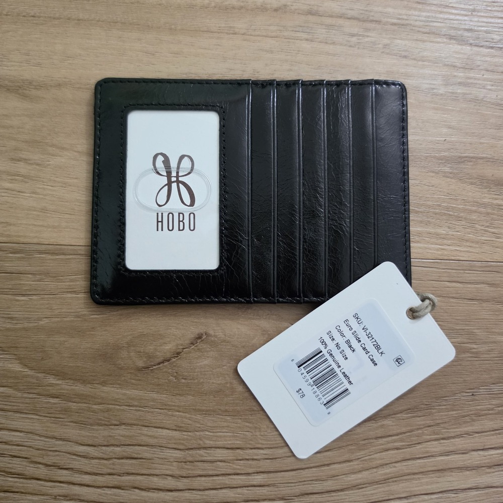 HOBO Euro Slide Leather Card Case Wallet NWT Black 100% Genuine Leather
